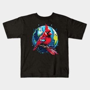 Cardinal Bird Earth Day Kids T-Shirt